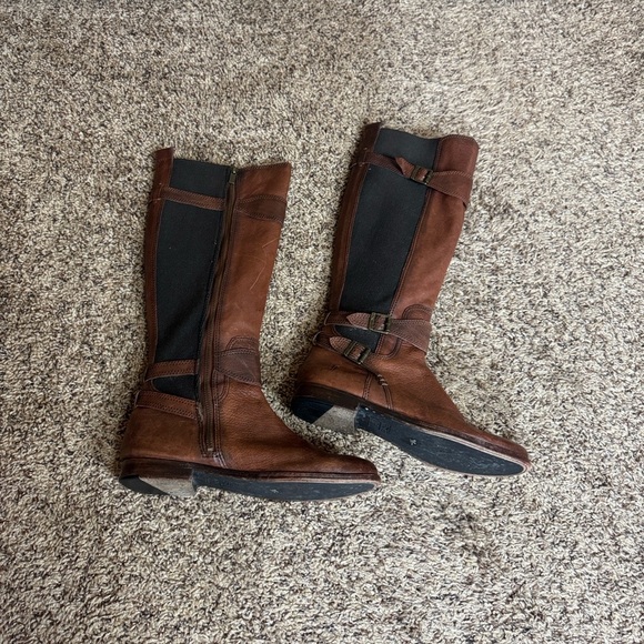 Frye Anna Gore tall whiskey Brown Leather Boots Size 7.5 - Picture 12 of 12